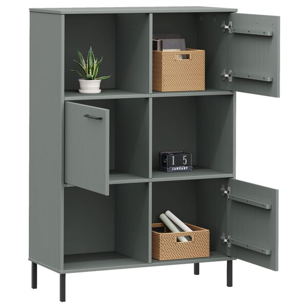 vidaXL Bookcase Grey Solid Pine Wood Large Bookcase Rectangular