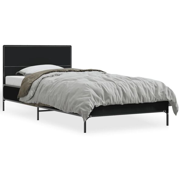 vidaXL Bed Frame Black Engineered wood Small Single Modern Bed Frame