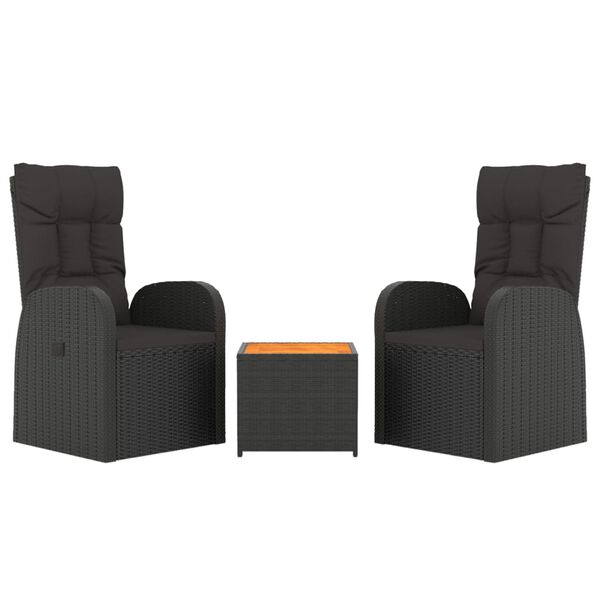 vidaXL Garden Lounge Set Black PE Rattan, Steel, Acacia Wood Medium