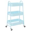 vidaXL Storage Trolley 3-Tier Blue 16.5x16.3x30.3" Steel
