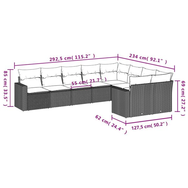 vidaXL Garden Sofa Set Black PE Rattan Large Modular Garden Sofa Set