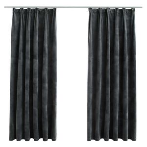 vidaXL Blackout Curtains 2 pcs with Hooks Velvet Anthracite 55.1x68.9"