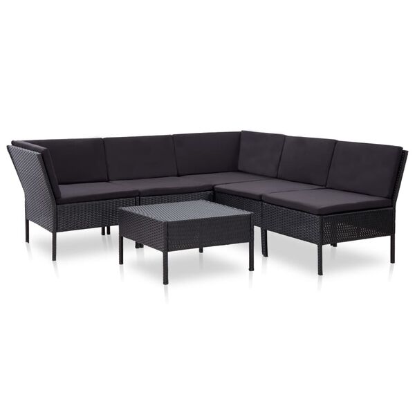 vidaXL Garden Lounge Set Black PE (polyethylene) rattan, powder-coated steel