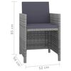 vidaXL Garden Dining Set Grey PE Rattan, Glass, Powder-Coated Steel Medium