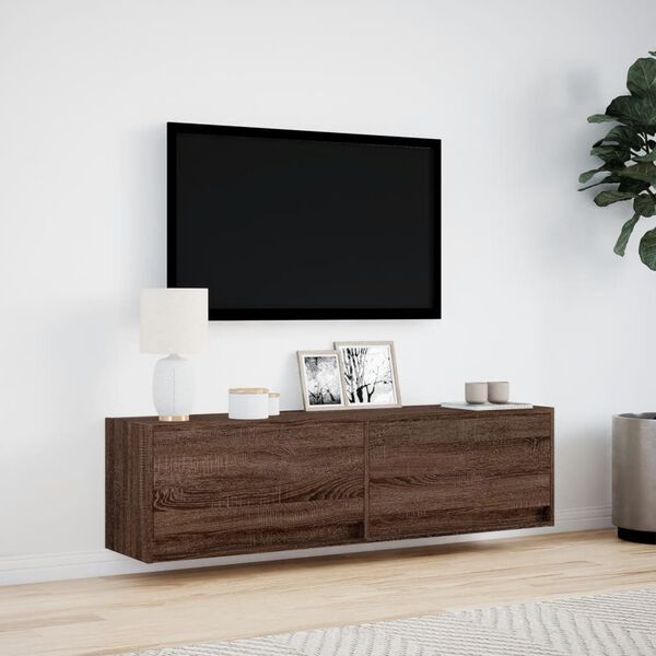 vidaXL TV Wall Cabinet Brown Oak Engineered Wood