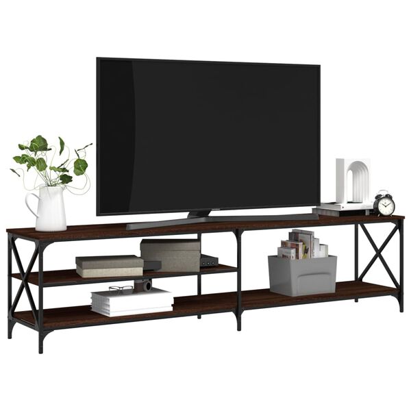 vidaXL TV Cabinet Brown Oak Engineered Wood, Metal Large TV Cabinet