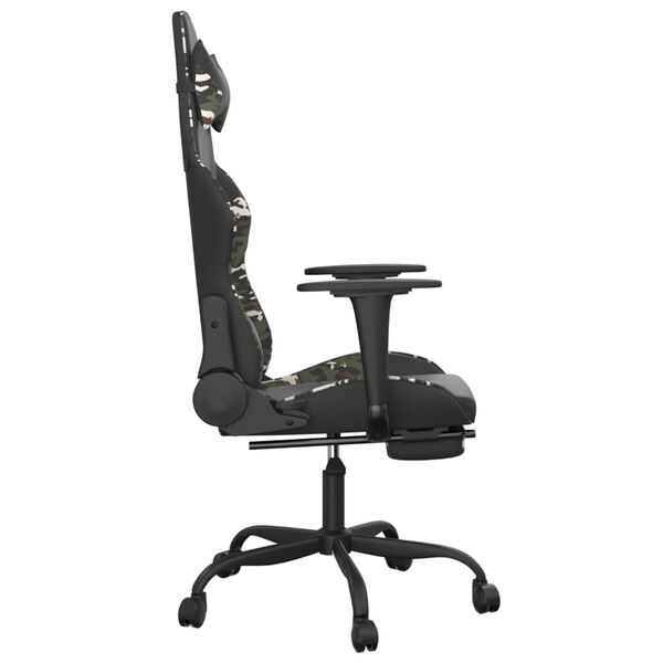 vidaXL Gaming Chair Black and camouflage Faux leather, metal, plywood