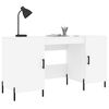 vidaXL Desk White Engineered wood Medium Desk Rectangular Industrial