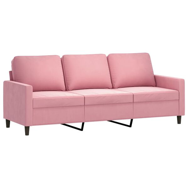 vidaXL 3-Seater Sofa with Footstool Pink 70.9" Velvet