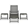 vidaXL Garden Lounge Set Black Aluminum, Textilene Standard Foldable