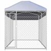 vidaXL Dog Kennel Grey Galvanized steel and polyethylene Large