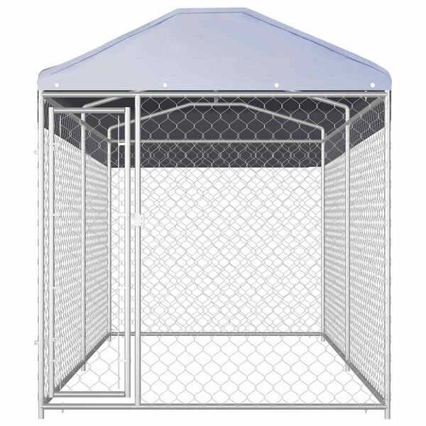 vidaXL Dog Kennel Grey Galvanized steel and polyethylene Large