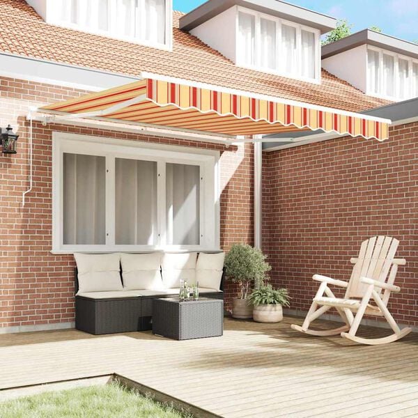 vidaXL Awning yellow and orange 137.80" x 98.43" Polyester and metal
