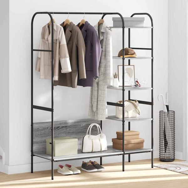 vidaXL Clothes Rack Grey 47.24 x 17.32 x 62.99 in Engineered Wood