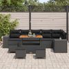 vidaXL Garden Sofa Set with Cushion 10 pcs Black Poly Rattan