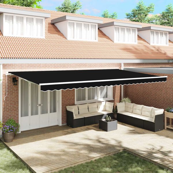 vidaXL Retractable Awning Black 236.22" x 118.11" Polyester and Metal