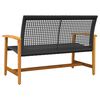 vidaXL Garden Bench Black and Brown Poly Rattan, Solid Acacia Wood, Metal