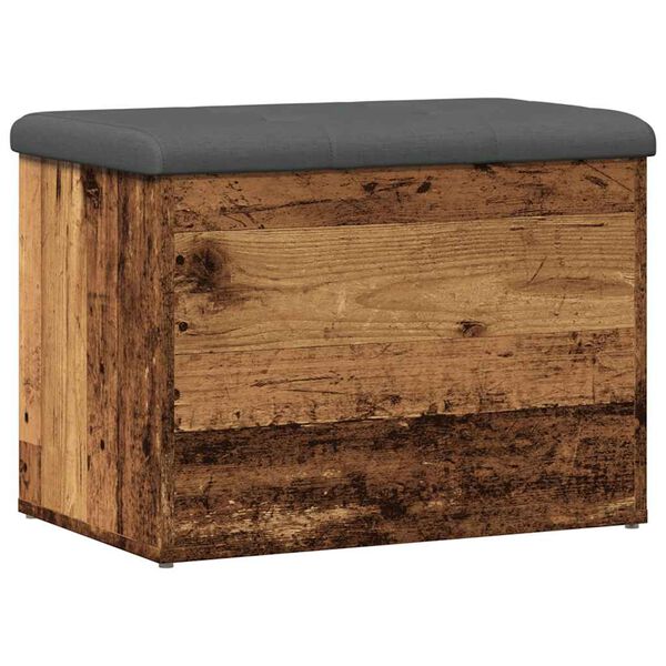 vidaXL Storage Bench Old wood, Dark grey Engineered Wood, Fabric, Foam