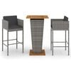 vidaXL Garden Bar Set Grey PE rattan, steel, solid acacia wood Medium