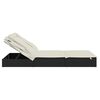 vidaXL Sunbed Black PE Rattan, Powder-Coated Steel, 100% Polyester Double