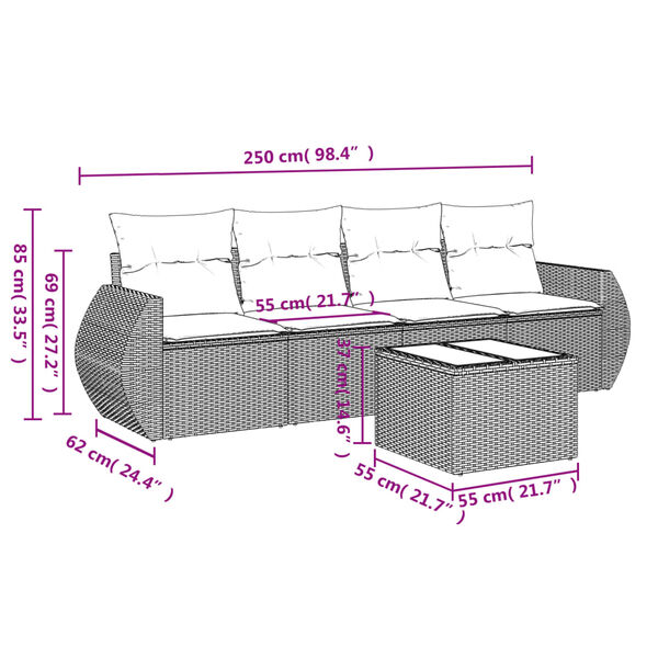 vidaXL Garden Sofa Set Beige PE rattan Large Modular Garden Sofa Set