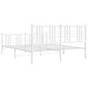 vidaXL Bed Frame White Steel 63 x 79 in Bed Frame Rectangular