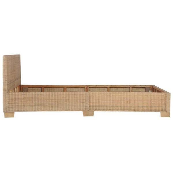 vidaXL Bed Natural Mahogany wood 55.1x78.7 in. Durable Bed