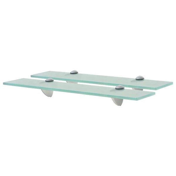vidaXL Floating Shelf Set of 2 Clear Tempered safety glass, Zinc alloy