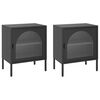 vidaXL Nightstand Set of 2 Black Powder-coated steel, fluted glass