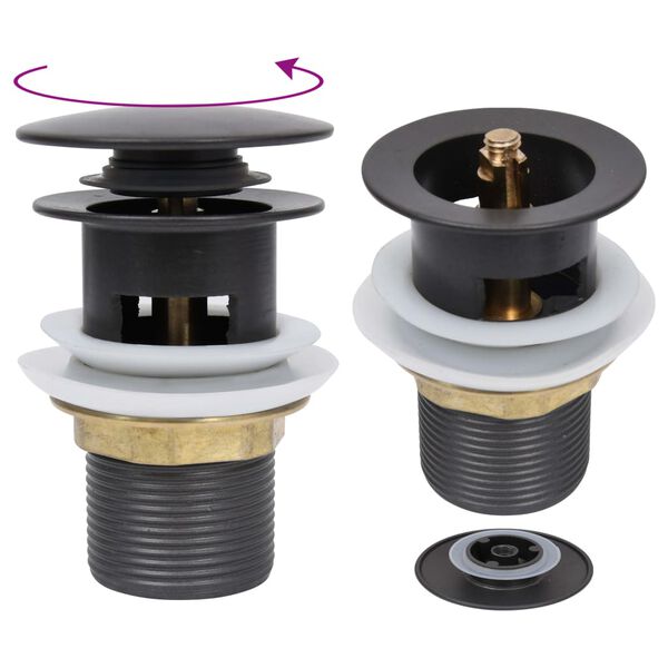 vidaXL Push Drain with Overflow Function Grey 2.5x2.5x3.6"