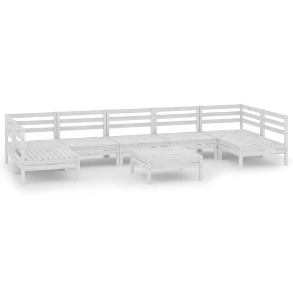 vidaXL Garden Lounge Set White Solid pinewood Modular Garden Lounge Set