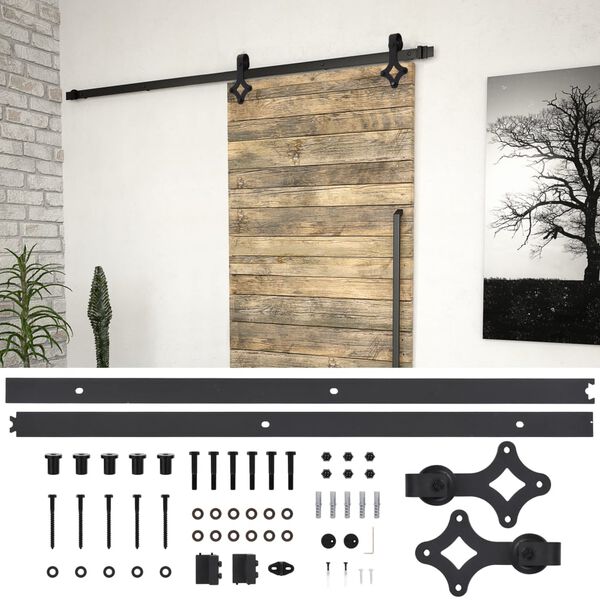 vidaXL Sliding Door "SKIEN" Hardware Kit 78.7 " Steel Black