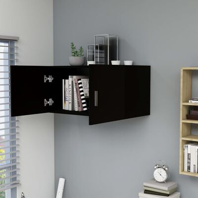 vidaXL Wall Mounted Cabinet Black 31.5"x15.4"x15.7" Engineered Wood