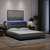 vidaXL Bed Frame with LED without Mattress "Hvar" Light Gray 59.8"x79.9" Fabric