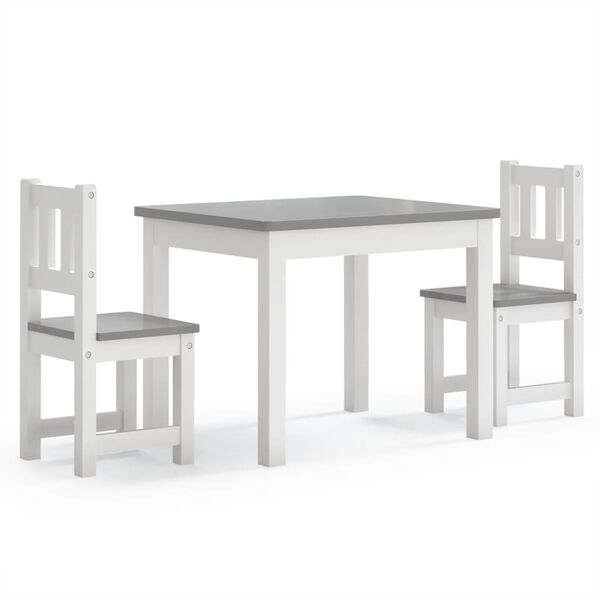 vidaXL Children Table And Chair Set White and gray MDF Small Ergonomic