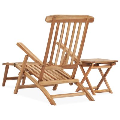 vidaXL Patio Deck Chair with Footrest and Table Solid Teak Wood