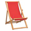 vidaXL Beach Chair Red Teak wood and fabric Standard Collapsible