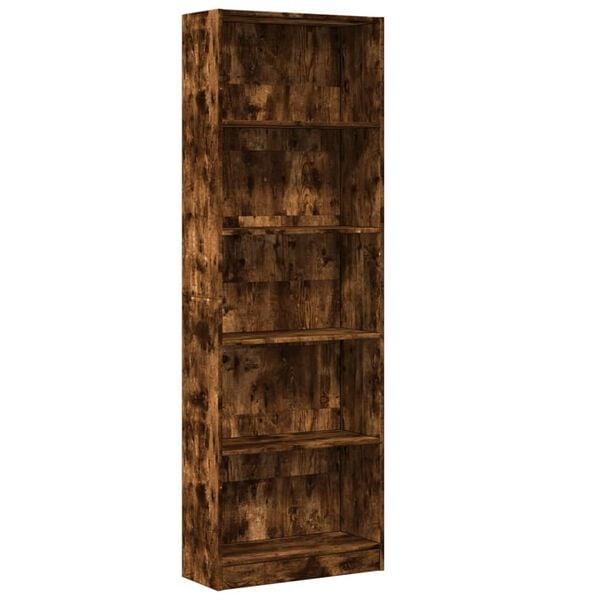 vidaXL Bookcase Smoked Oak Engineered Wood Tall Bookcase Rectangular