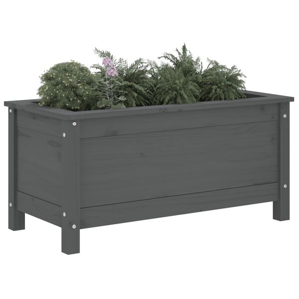 vidaXL Garden Planter Gray Solid pine wood Medium Garden Planter