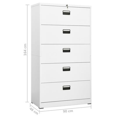 vidaXL Filing Cabinet White 35.4"x18.1"x64.6" Steel