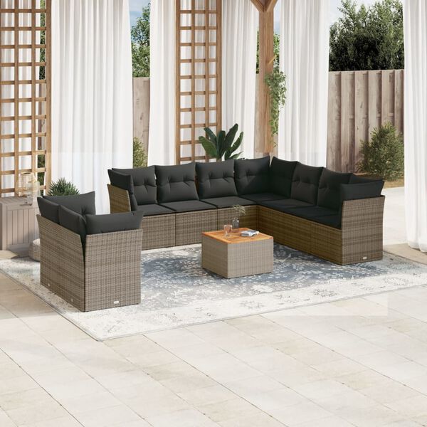 vidaXL Garden Sofa Set Grey and Brown
