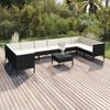 vidaXL Garden Lounge Set Black PE Rattan, Powder-Coated Steel, Polyester