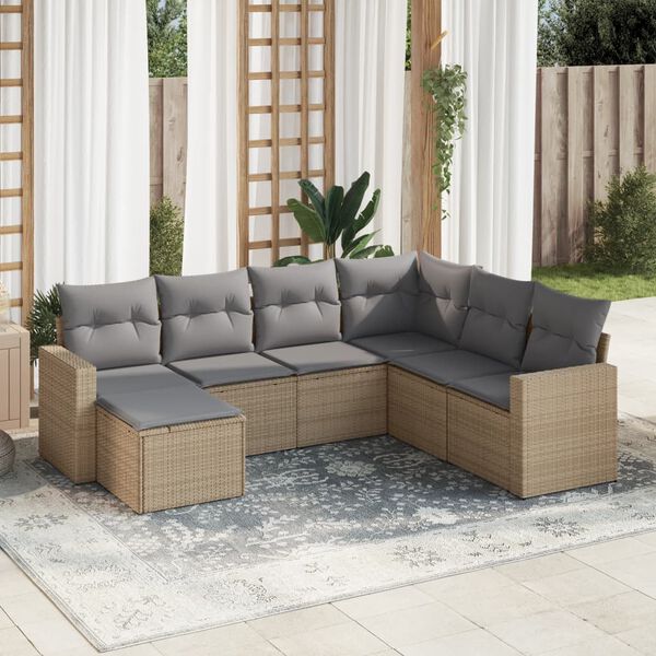 vidaXL Garden Sofa Set Beige, Light Grey
