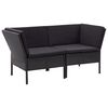vidaXL Garden Lounge Set Black Poly Rattan, Powder-Coated Steel, Polyester