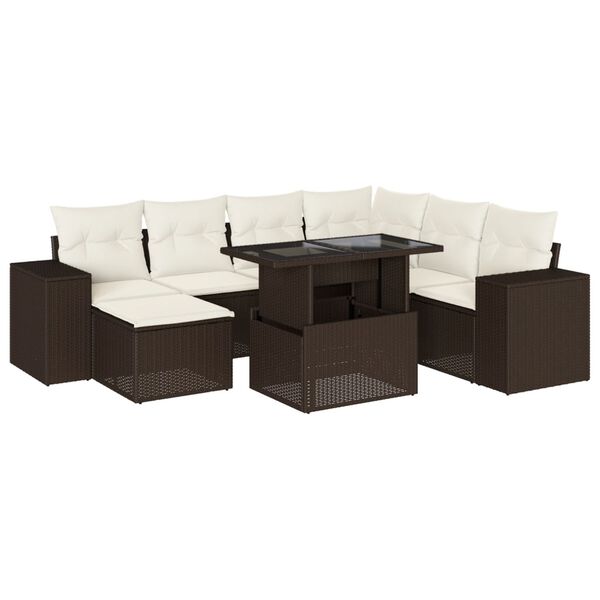 vidaXL Garden Sofa Set Brown, Cream white