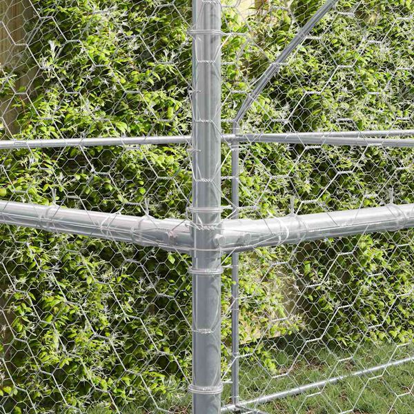 vidaXL Dog Kennel 3 pcs Silver 19.69 x 6.56 x 6.56 ft Galvanised steel