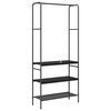 vidaXL Clothes Rack Black Oak 30.31 x 11.81 x 67.32 in Engineered Wood