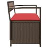 vidaXL Patio Storage Bench with Cushion Brown Poly Rattan