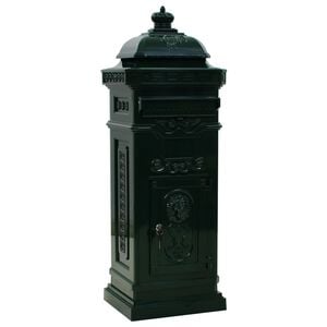 vidaXL Pillar Mailbox Green Cast aluminum Large Decorative Inlays