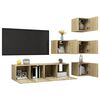 vidaXL 6 Piece TV Stand Set Sonoma Oak Engineered Wood